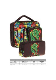 Resim Kaukko Kids Erkek Çocuk Siyah Yeşil Gergedan Üç Bölmeli Thermo Beslenme Çantası Ve Kalemlik Seti L7263+l8263 Siyah - Yeşil 