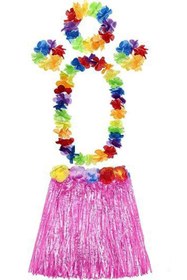 Resim AyrStore Yetişkin Ve Çocuk Uyumlu Luau Ha Hawaii Pembe Etek Ve Renkli Kolye Taç 2 Adet Bileklik Seti 