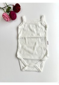 Resim Bellamio Kids Kalp Nakışlı Kız Bebek Askılı Zıbın Body Atlet - Beyaz Beyaz 
