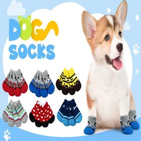 Resim Pet Örgü Çorapları Yavru Köpek Çorapları Köpek Kaymaz Çorap Pet Giyim Kaymaz Ayak Kapakları Pet Ürünleri Köpek Ayakkabıları 