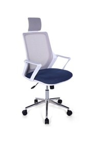 Resim Ofisbazaar Alf Beyaz Fileli Yönetici Koltuğu Ergonomik Başlıklı Ofis Koltuğu Mavi/gri Gri 