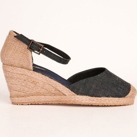 Resim Star Tombis Gerçek Elişi Hasırlı Keten Espadril Dolgu Topuk Handmade Mavi 
