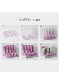 Resim Ops Mg 124 Pastel Mor 4 Bölmeli Modüler Tasarım Organizer Kalemlikli Magazinlik Klasör Arşiv Kutusu Demonte 
