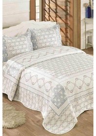 Resim Örtüm Lisa Çift Kişilik Kapitone Yatak Örtüsü Takımı - Mavi 