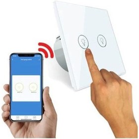 Resim As872Eu Wifi Akıllı Dokunmatik Çiftli Duvar Lamba Açma Anahtarı 