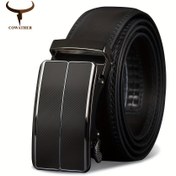 Resim COWATHER Erkek İş Kemeri, Basit Stil, Hakiki İkinci Kat İnek Derisi, Otomatik Alaşımlı Toka, Yıkama Talimatı Yok, Ortalama Boyut, Moda Aksesuarı 