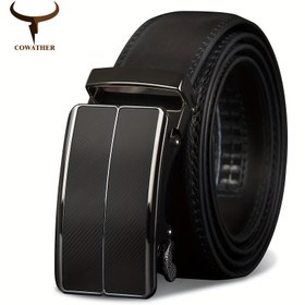 Resim COWATHER Erkek İş Kemeri, Basit Stil, Hakiki İkinci Kat İnek Derisi, Otomatik Alaşımlı Toka, Yıkama Talimatı Yok, Ortalama Boyut, Moda Aksesuarı 