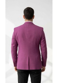 Resim Plus Scorpion Mor Erkek Slim Fit Tek Düğmeli Blazer Ceket Astarli, Şık Ve Modern Kesim Mor 