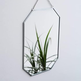 Resim 30x20cm Gümüş Duvar Askılı Ayna 