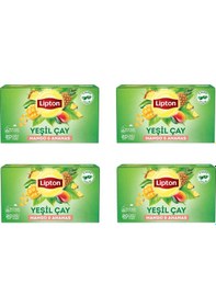 Resim Lipton Mango Ve Ananaslı Tropikal Bardak Poşet Yeşil Çay 20'li Paket X 4 Adet 