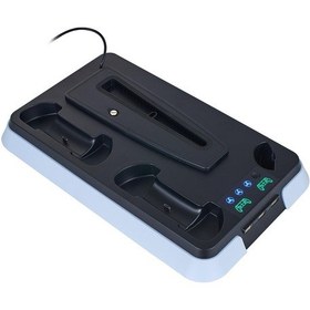 Resim Sones Ps5 Pro / Ps5 Slim / Ps5 İçin Çok Fonksiyonlu Soğutma Tabanı, Çift Saplı Şarj Yuvası, Model: Yh66 Siyah Beyaz Diğer 