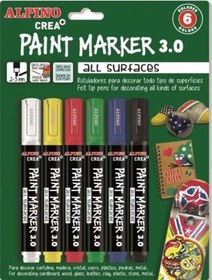 Resim Alpino Crea Paint Marker 3.0 Tüm Yüzeyler İçin Boyama Markörü 6'lı 