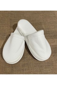 Resim PRİVATE 10 Çift Çift Kat Polyester Havlu Süslenebilir Lohusa Terliği Kalın Sünger Taban Otel Banyo Terlik 