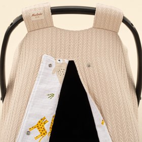 Resim Puset Örtüsü - Çift Taraflı - Sütlü Kahve Örgü - Aslan 