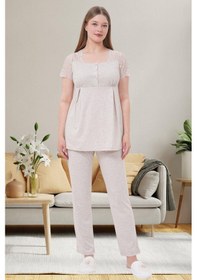 Resim Mecit Pijama Mecit 6056 Vizon Hamile Lohusa Pijama Takımı 