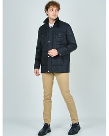 Resim Lucas Erkek Dik Yaka Cep Detaylı Uzun Kapitone Kaban 4775 Lacivert Lacivert 