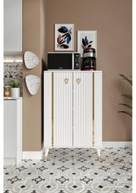 Resim Lyra Çok Amaçlı Dolap Mutfak Balkon Kiler Banyo Ayakkabılık Dolabı Beyaz Gold 