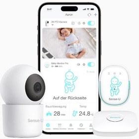 Resim Baby Monitor 3-2K HD Kameralı Akıllı Bebek Telsizi, Hareket ve Sıcaklık Takibi - Yeşil 