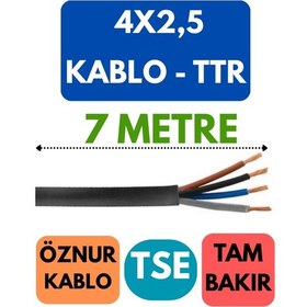 Resim Öznur 4x2,5 Ttr Kablo Metre Seçenekli Siyah - 7 Metre 