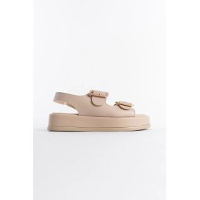 Resim Capone Outfitters Denice Dolgu Topuklu Çift Bantlı Tokalı Kadın Sandalet 