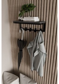 Resim Aju Modern Portmanto Duvar Tipi Askılık Ve Raf Ceket Şemsiye Çanta Havlu Elbise Posta Koridor Askısı Siyah 