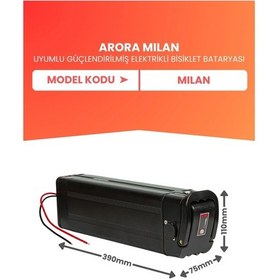 Resim Arora Mılan Uyumlu 36v 20ah Elektrikli Bisiklet Bataryası Siyah 