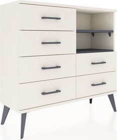 Resim Arges Şifonyer 2 Raflı 6 Çekmeceli 88x30x80 Aytaşı-antrasit/aytaşı Antrasit/aytaşı 