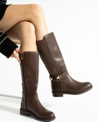 Resim nevanın pabuçları Mera kadın cilt toka detaylı rahat kalıp çizme 