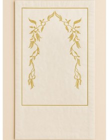 Resim Sahra Krem Kadife Nakışlı Seccade Süngerli Yumuşak Çeyizlik Hediyelik Bohça Lüks Namazlık Krem 