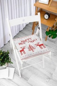 Resim RealHomes Happy New Year Temalı Dijital Baskılı Pofidik Kare Sandalye Minderi 