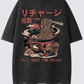 Resim Erkekler için Büyük Beden Japon Ramen Grafikli Tişört - Vintage Esintili, Kalın Pamuklu, Bol Kesim, Yuvarlak Yaka, Kısa Kollu - Günlük ve Spor Giyim İçin Mükemmel, Makinede Yıkanabilir, Sokak Modası | Gençlik Stili | Rahat Tişört 