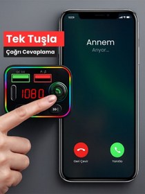Resim Bluetooth 5.3 Araç İçi Fm Transmitter Pd 25w Qc 3.0 Çift Usb Ekranlı Handsfree 