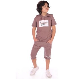 Resim Toontoy Erkek Çocuk Toontoy Kids Wear Baskılı Bermudatakım Koyu Kahverengi 