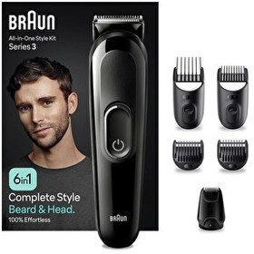Resim Braun Series 3 MGK3410 Hepsi Bir Arada Şekillendirme Seti, 6’sı Erkek Bakım Kiti, T-Bıçak Özellikli 