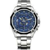 Resim Hanyang Gümüş Mavi Forsınıng Altın Saatler Erkek 2020 Otomatik Mekanik Lüks Izle Erkekler Askeri Paslanmaz Çelik Kayış Часы Мужские Спортивные (Yurt Dışından) 