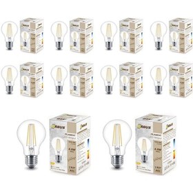 Resim Şeffaf E27 4.8w Duy A60 Sarı Işık Rustik Led Ampul 10'lu 