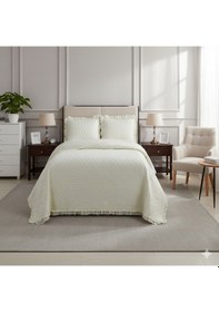 Resim Kapitoneli Yatak Örtüsü Çift Kişilik Roma Krem Çok Renkli 