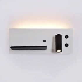 Resim USB Şarj ve Kablosuz Şarjlı Yeni Nesil Modern Yatak Başı Armatürü 7 + 3 Watt Ledli Oynar Başlı Aplik 