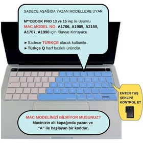 Resim Macbook Pro Klavye Koruyucu Türkçe Q Touchbarlı A1706 A1989 A2159 A1707 A1990 İle Uyumlu R.powder Mavi Pembe 