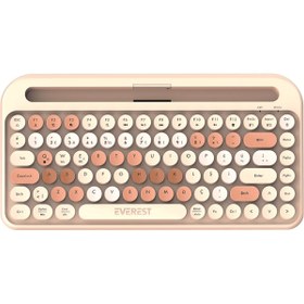 Resim Everest KB-98 Latte 2.4G+BT1+BT2 Çoklu Cihaz Bağlantılı Q Kablosuz Klavye Açık Kahverengi 