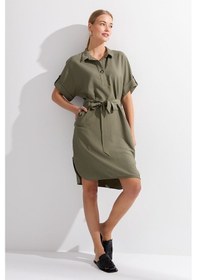 Resim Desen Kadın Elbise Dsn24078 Haki 