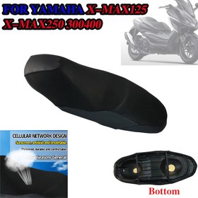 Resim Yamaha XMAX Serisi (125, 200, 300, 400) için Premium PU Deri Motosiklet Koltuk Minderi - Rahat, Isıya Dayanıklı Kılıf, Hücresel Ağ Tasarımı & Kalınlaştırılmış Köpük - Kolay Kurulum, Dayanıklı Koruma 