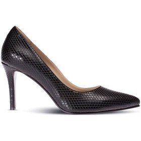 Resim Deery Siyah Yılan Desenli Kadın Stiletto Siyah 
