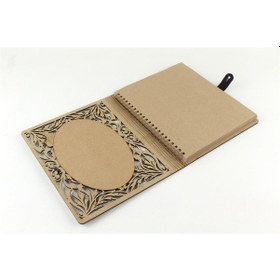 Resim Kişiye Özel Karakalem Fotoğraflı Ahşap Desenli Akordiyon Defter 