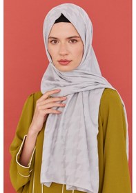 Resim Mirsoy Scarf Kazayağı Desen İpeksi Jakar Şal - Gümüş Gümüş 