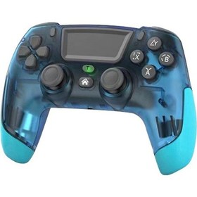 Resim Ps4/switch/pc/tv Uyumlu Altı Eksenli Jiroskoplu Çift Titreşimli Kablosuz Oyun Kumandası:şeffaf Mavi Newway 