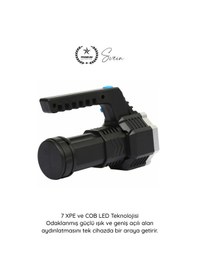Resim Fener Usb Şarjlı El Feneri 7 Xpe Cob Led 5 Modlu Şarj Göstergeli Güçlü Işıldak Abs Gövdeli Taşınabi Çok Renkli 
