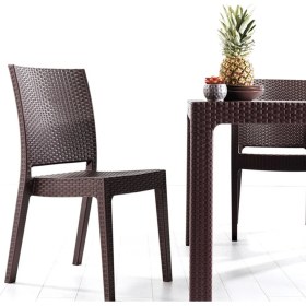 Resim Novussi Rattan Clanice 90 Masa Takimi Kahve 