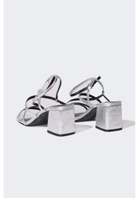 Resim DeFacto Kadın Yüksek Taban Suni Deri Topuklu Sandalet E2512AX25SMSR4 Gri 