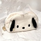 Resim Sanrio for Pochacco Peluş Makyaj Çantası - Büyük Kapasiteli Sevimli Kozmetik Organizatörü, Sevimli Yüz Tasarımı, Yumuşak Puf Materyal, Fermuar Kapatma ve Altın Tonlu Donanım Seyahat, Günlük Kullanım, Doğum Günü Hediyeleri, Seyahat Kozmetik Çantası, Oyun Sever Tasarım, Dayanıklı Fermuar Kapatma 